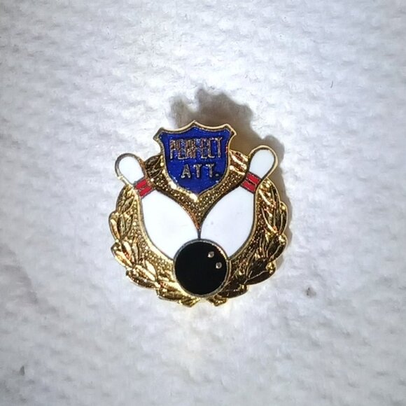 Vintage 1980s Perfect Attendance Bowling Lapel Collectible Pin - Picture 8 of 9